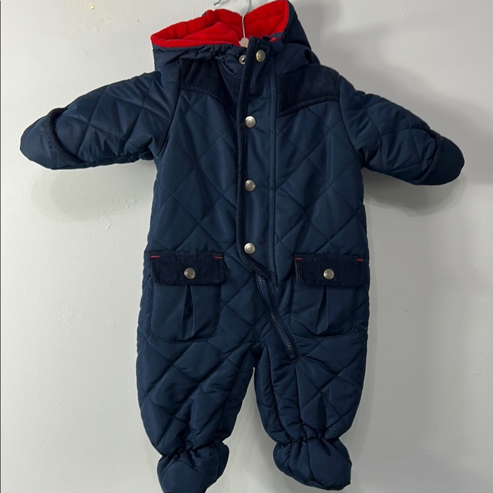 Rothschild Navy Quilted Kids Snowsuit with Red Accents